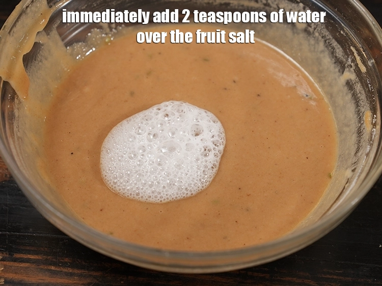 Step 13 – <p>Immediately add 2 teaspoons of <strong>water</strong> over the fruit salt. You will notice the foam …