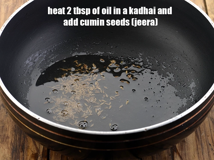 Step 21 – <p>Heat 2 tbsp of <a href="https://www.tarladalal.com/glossary-oil-671i"><u>oil</u></a> in a kadhai and add the <a href="https://www.tarladalal.com/glossary-cumin-seeds-jeera-zeera-381i"><u>cumin seeds …