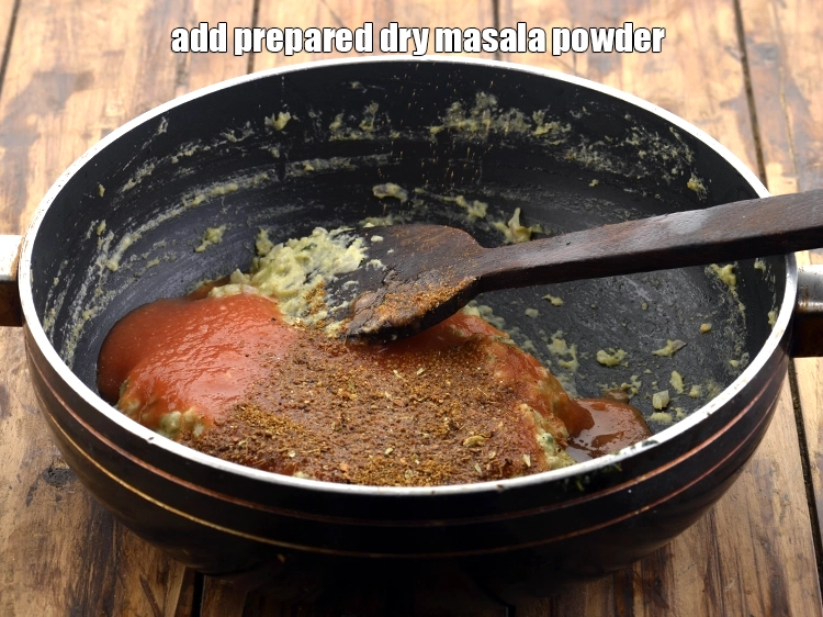 Step 28 – <p>Now add the <strong>prepared dry masala powder</strong>.</p>
