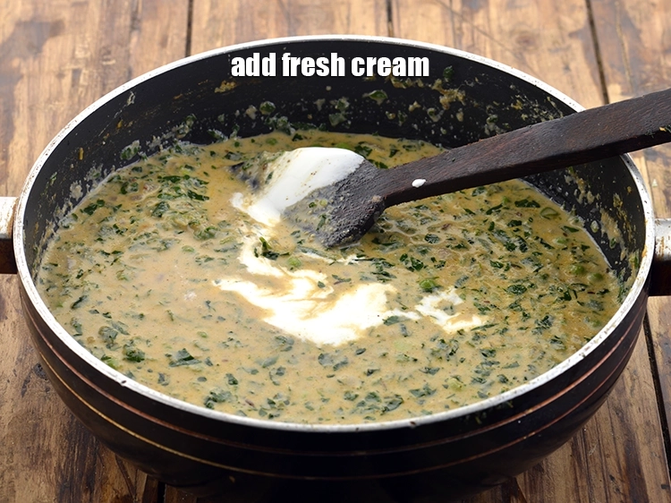 Step 34 – <p>Add the <span style="background-color:rgb(255,255,255);color:rgb(0,0,0);">2 tbsp </span><a href="https://www.tarladalal.com/glossary-fresh-cream-1877i"><u>fresh cream</u></a>. The quantity of cream can be adjusted …