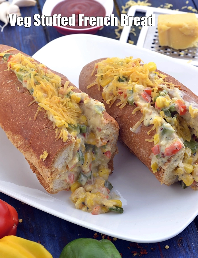 Step 10 – <p><span style="background-color:rgb(255,255,255);color:rgb(0,0,0);">Serve <strong>Veg Stuffed French Bread</strong> immediately.</span></p>