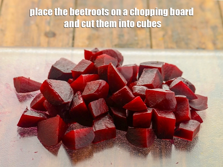 Step 15 – <p>Place the <a href="https://www.tarladalal.com/glossary-beetroot-chukandar-201i#">beetroots</a> on a chopping board and cut them into cubes. You can …