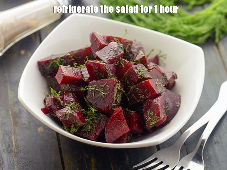 Step 20 – <p>Refrigerate the <strong>beetroot and dill salad</strong> for 1 hour.</p>