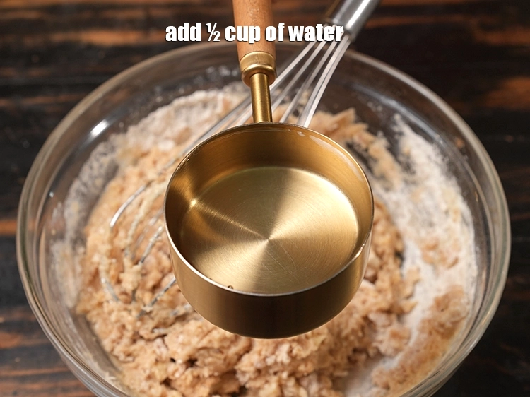 Step 11 – <html><head><meta charset="UTF-8"> </head><body><p>Add ½ cup of <strong>water</strong>.</p></body></html>