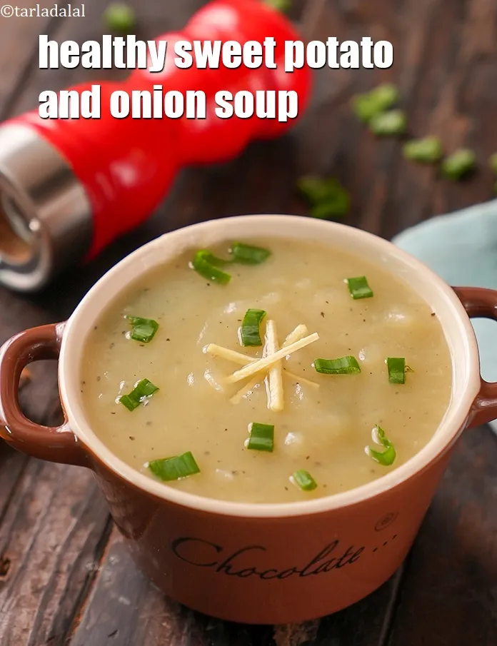 Step 13 – <p>Serve <strong>sweet potato and spring onion soup recipe | healthy sweet potato and onion soup …