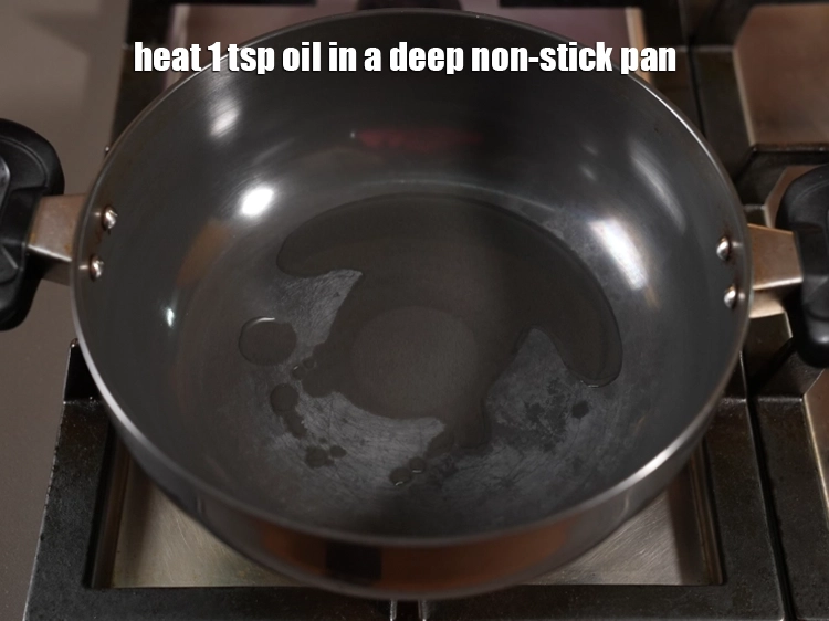 Step 11 – <html><head><meta charset="UTF-8"> </head><body><p>Heat 1 tsp oil in a deep non-stick pan. Use <a href="https://www.tarladalal.com/recipes-using-coconut-oil-nariyal-ka-tel-1186">Coconut oil</a>&nbsp; …