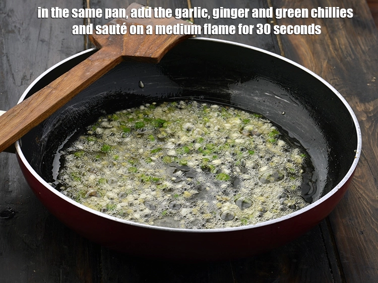 Step 8 – <p><span style="background-color:rgb(255,255,255);color:rgb(0,0,0);">In the same pan, add the 2 tsp finely </span><a href="https://www.tarladalal.com/glossary-garlic-lehsun-lahsun-348i#ing_2370"><u>chopped garlic (lehsun)</u></a><span style="background-color:rgb(255,255,255);color:rgb(0,0,0);">, …