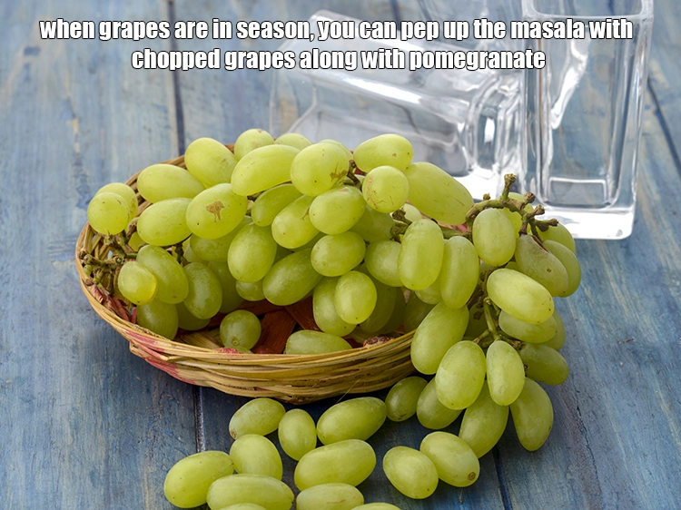 Step 4 – <p>When <strong>grapes</strong> are in season, you can pep up the masala with chopped grapes along …