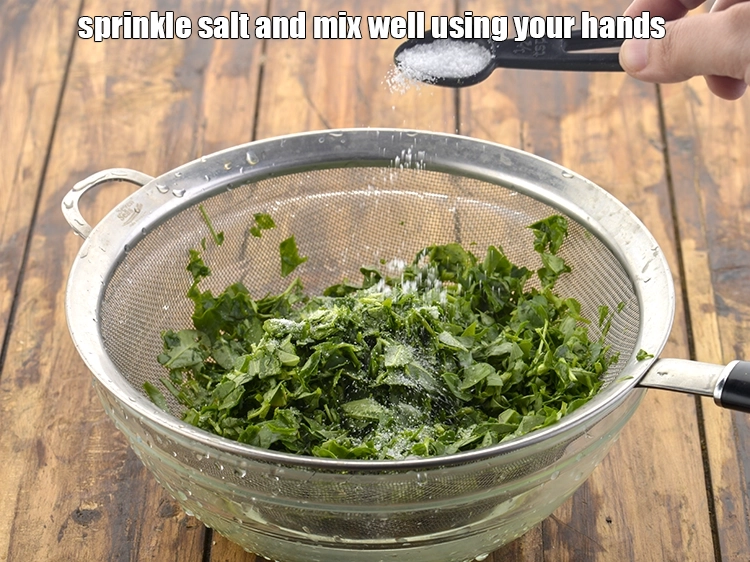 Step 12 – <p><span style="background-color:rgb(255,255,255);color:rgb(0,0,0);">Sprinkle </span><a href="https://www.tarladalal.com/glossary-salt-namak-table-salt-418i"><u>salt</u></a><span style="background-color:rgb(255,255,255);color:rgb(0,0,0);"> and mix well using your hands.</span></p>