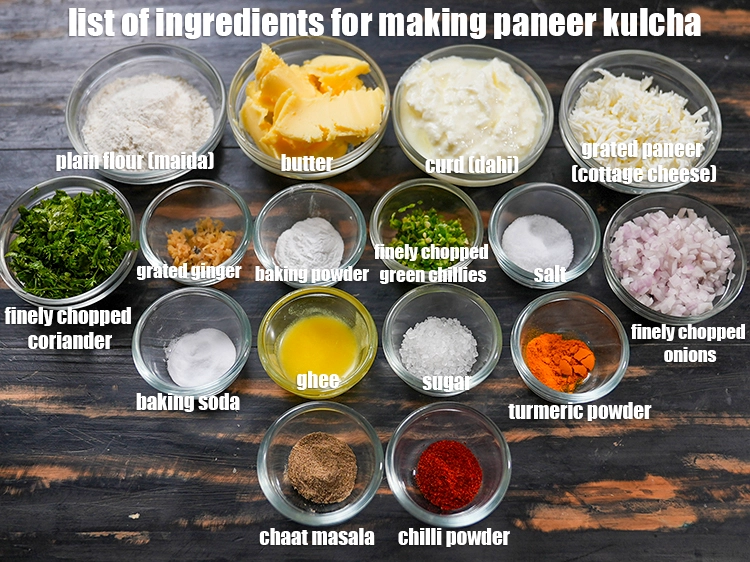Step 2 – <p><i><u>See the below image of list of ingredients for making </u><strong><u>paneer kulcha</u></strong><u>.</u></i></p>