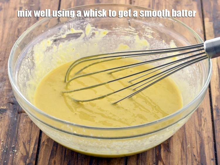 Step 29 – <p>Mix well using a whisk to get a smooth&nbsp;<strong>Nylon Khamman Dhokla&nbsp;batter</strong>. The batter will have …