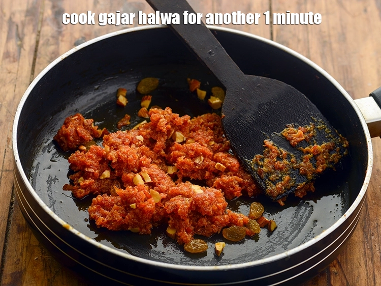 Step 19 – <p>Cook the <strong>gajar halwa</strong> for another 1 minute. Our <strong>carrot halwa with khoya in the …