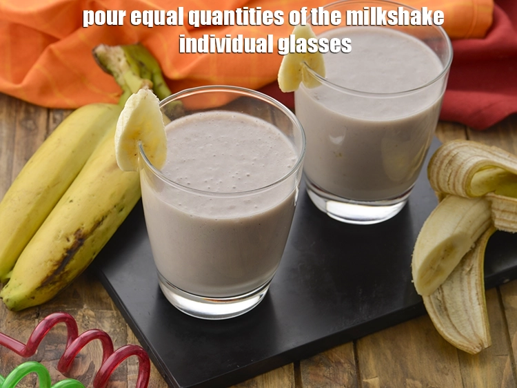 Step 4 – <p><span style="background-color:rgb(255,255,255);color:rgb(0,0,0);">Pour equal quantities of the milkshake into 3 individual glasses.</span></p>