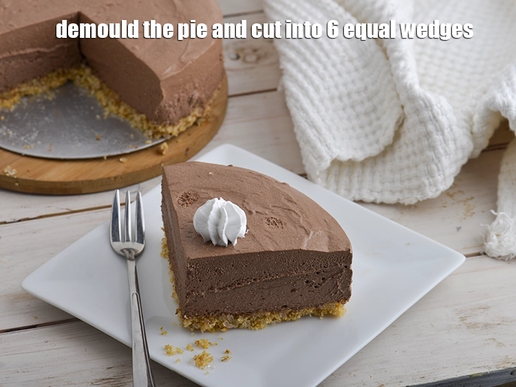 Step 13 – <p><span style="background-color:rgb(255,255,255);color:rgb(0,0,0);">Demold the <strong>Chocolate Chiffon Pie</strong> and cut into 6 equal wedges and garnished with …