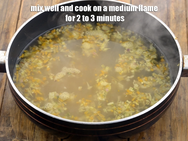 Step 27 – <p>Mix well and cook the&nbsp;<strong>lemon and coriander soup&nbsp;</strong>on a medium flame for 2 to 3 …