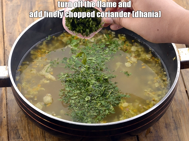Step 28 – <p>Turn off the flame and add the <span style="background-color:rgb(255,255,255);color:rgb(0,0,0);">1/4 cup finely </span><a href="https://www.tarladalal.com/glossary-coriander-dhania-kothmir-369i#ing_2365"><u>chopped coriander (dhania)</u></a>. …