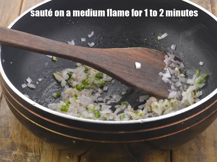 Step 20 – <p>Sauté on a medium flame for 1 to 2 minutes or till they become translucent.</p>