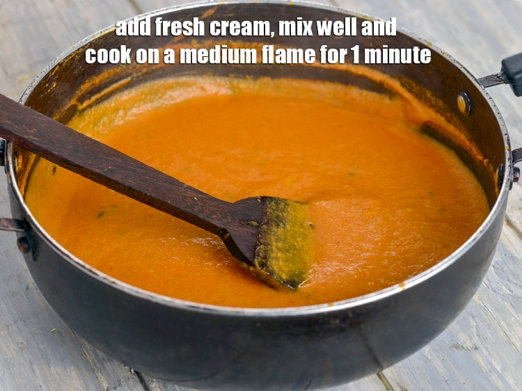 Step 6 – <p><span style="background-color:rgb(255,255,255);color:rgb(0,0,0);">Add the 1 tbsp </span><a href="https://www.tarladalal.com/glossary-fresh-cream-1877i"><u>fresh cream</u></a><span style="background-color:rgb(255,255,255);color:rgb(0,0,0);">, mix well and cook on a …