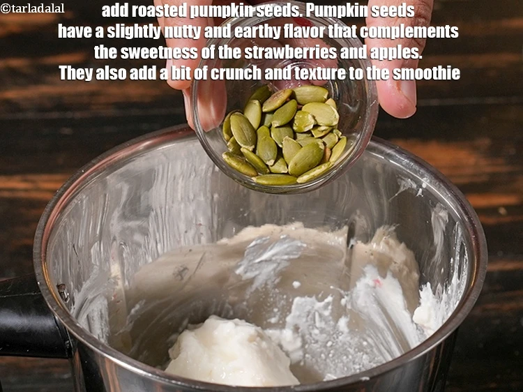 Step 8 – <p>Add 1 tsp <a href="https://www.tarladalal.com/glossary-roasted-pumpkin-seeds-2699i">roasted pumpkin seeds</a>. Pumpkin seeds have a slightly nutty and earthy …