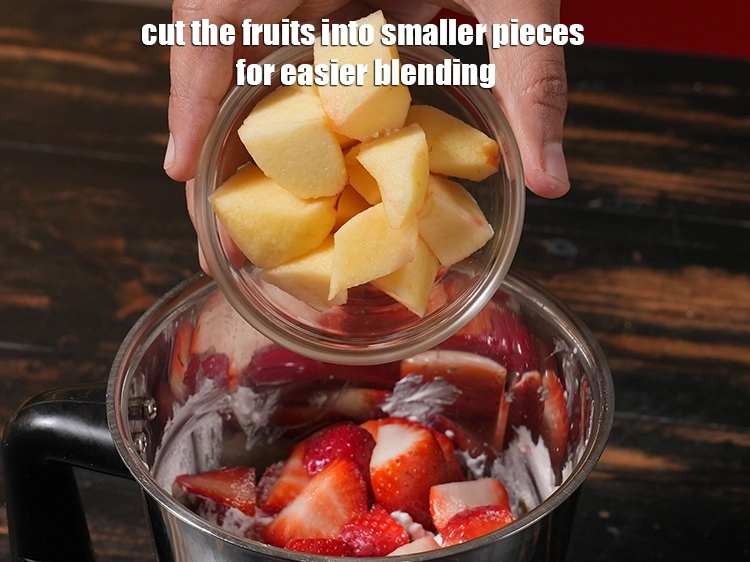 Step 17 – <p>Cut the fruits into smaller pieces for easier blending.</p>