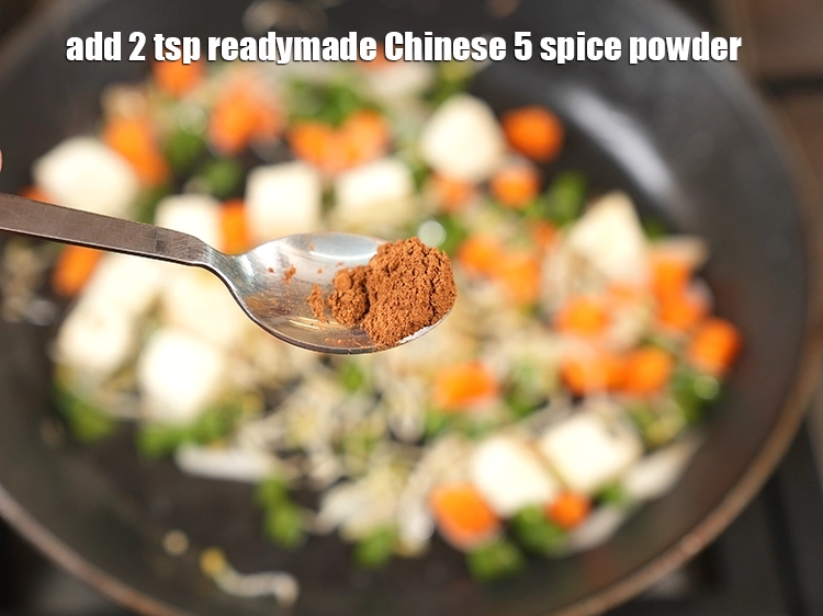 Step 13 – <p>Add&nbsp;2 tsp&nbsp;readymade&nbsp;<a href="glossary-chinese-5-spice-powder-2006i">chinese 5 spice powder</a>.</p>