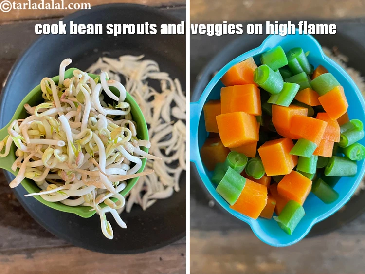 Step 20 – <p>Use a broad non-stick pan and cook the bean sprouts and veggies on a high …