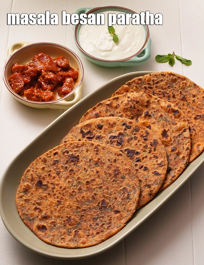 Step 32 – <p>Serve <strong>besan paratha | masala besan paratha | zero oil besan paratha</strong> hot with curds.</p>