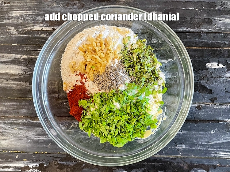 Step 10 – <p>Add <span style="background-color:rgb(255,255,255);color:rgb(0,0,0);">2 tbsp </span><a href="https://www.tarladalal.com/glossary-coriander-dhania-kothmir-369i#ing_2365"><u>chopped coriander (dhania)</u></a><u>.</u></p>