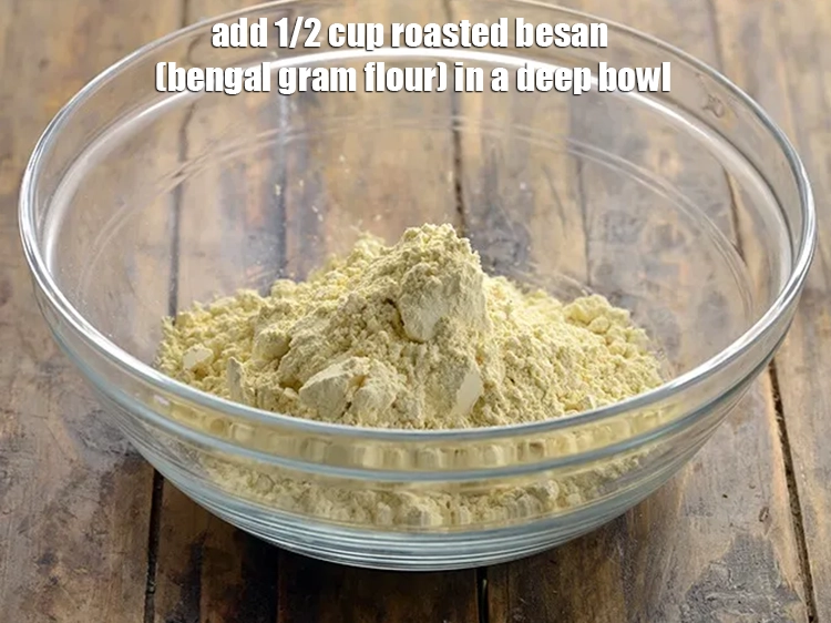 Step 38 – <p>For the stuffing of zero oil besan paratha, add <span style="background-color:rgb(255,255,255);color:rgb(0,0,0);">1/2 cup&nbsp;roasted&nbsp;</span><a href="https://www.tarladalal.com/glossary-besan-chana-dal-flour-bengal-gram-flour-952i"><u>besan (bengal gram …