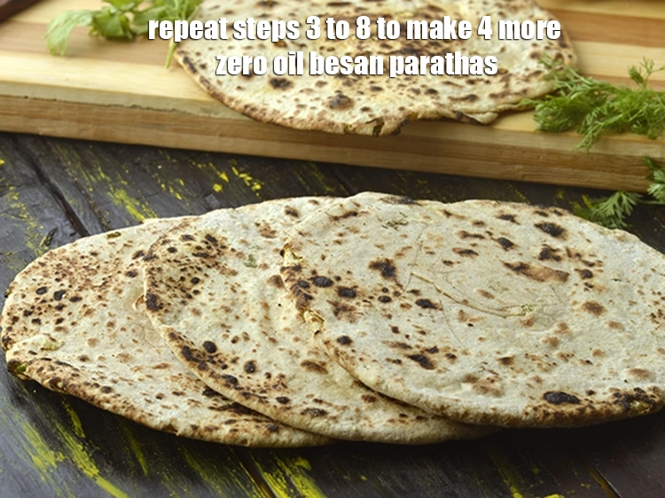 Step 53 – <p>Repeat steps 3 to 8 to make 4 more <strong>zero oil besan parathas | healthy …