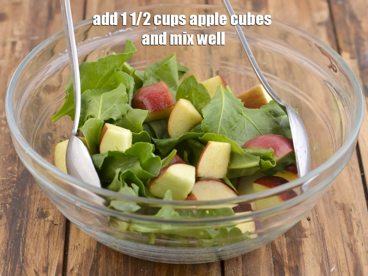 Step 2 – <p><span style="background-color:rgb(255,255,255);color:rgb(0,0,0);">Add 1 1/2 cups </span><a href="https://www.tarladalal.com/glossary-apple-seb-54i#ing_2980"><u>apple cubes</u></a> <span style="background-color:rgb(255,255,255);color:rgb(0,0,0);">and mix well.</span></p>