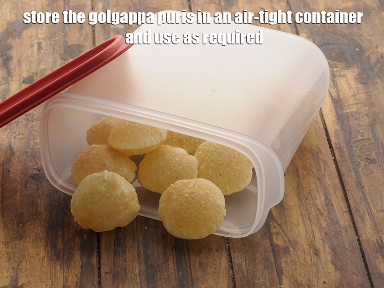 Step 22 – <p>Store the<strong> golgappa puris</strong> in an air-tight container.</p>