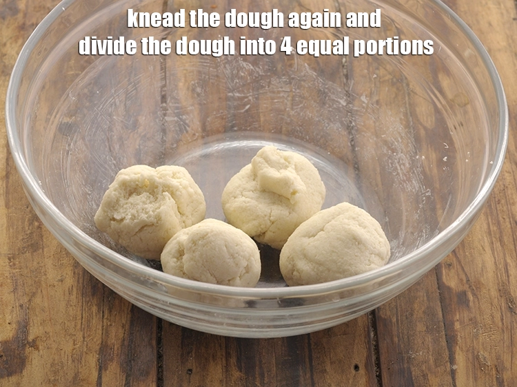 Step 8 – <p>To prepare<strong> homemade puri for puchka</strong>, knead the <strong>dough</strong> again and divide the dough into …