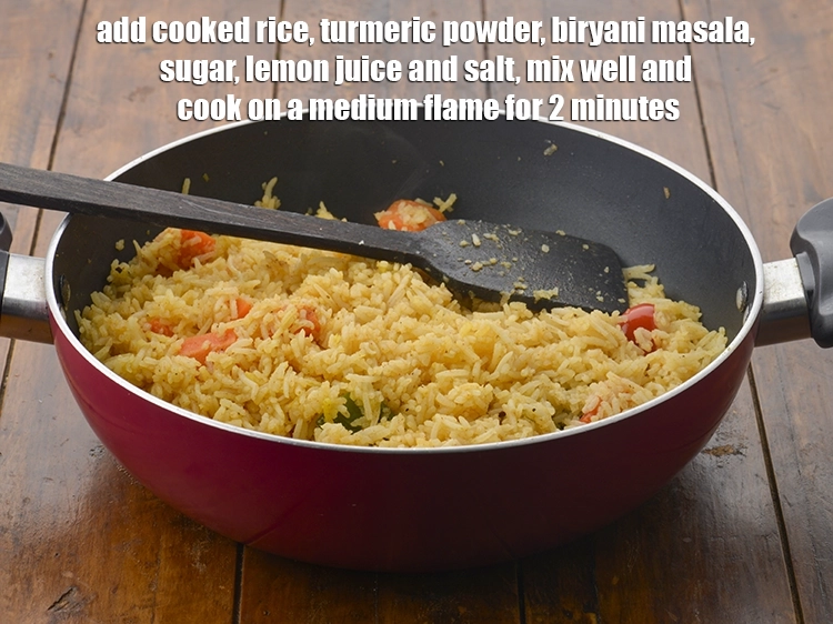 Step 5 – <p><span style="background-color:rgb(255,255,255);color:rgb(0,0,0);">Add the </span><span style="background-color:rgb(255,255,255);color:rgb(13,13,13);">3 cups </span><a href="https://www.tarladalal.com/cooked-long-grained-rice-22657r"><u>cooked long grained rice</u></a><span style="background-color:rgb(255,255,255);color:rgb(13,13,13);"> (basmati)</span><span style="background-color:rgb(255,255,255);color:rgb(0,0,0);">, 1/4 …