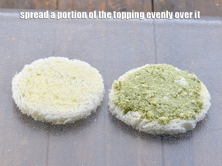 Step 4 – <p><span style="background-color:rgb(255,255,255);color:rgb(0,0,0);">Place a portion of the <strong>prepared paneer mixture</strong> on one buttered bread roundel and …