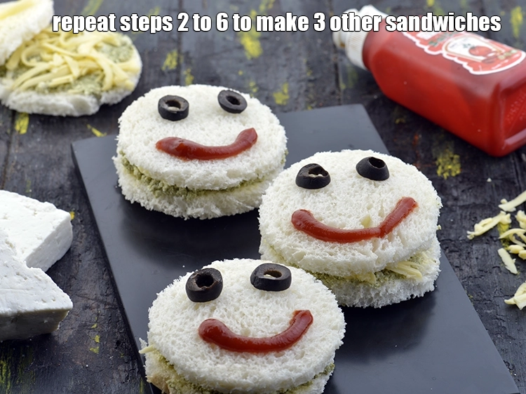 Step 8 – <p><span style="background-color:rgb(255,255,255);color:rgb(0,0,0);">Repeat steps 2 to 6 to make 3 other <strong>sandwiches</strong>.</span></p>