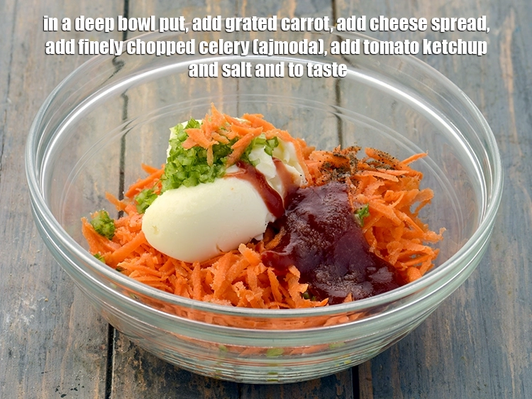 Step 1 – <p>To make <strong>carrot pinwheels | carrot sandwich rolls recipe | carrot stuffed sandwich roll | …