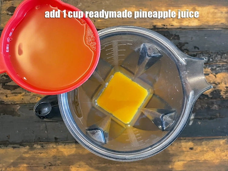 Step 4 – <p>Add <span style="background-color:rgb(255,255,255);color:rgb(0,0,0);">1 cup readymade </span><a href="https://www.tarladalal.com/glossary-pineapple-juice-ananas-ka-juice-anana-ka-ras-94i"><u>pineapple juice</u></a><u>.</u></p>