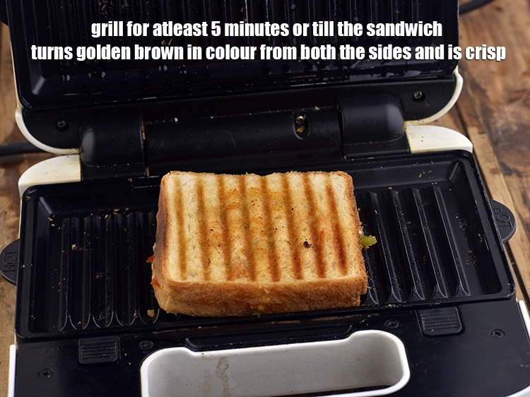 Step 34 – <p>Place the <strong>sandwich</strong> on the greased and heated griller with the buttered side facing upwards, …