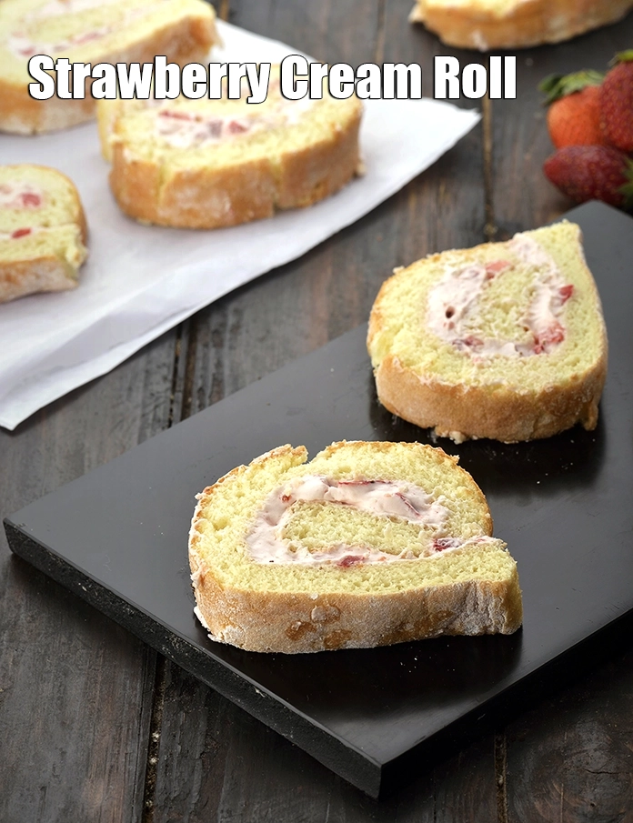 Step 14 – <p><span style="background-color:rgb(255,255,255);color:rgb(0,0,0);">Serve <strong>Strawberry Cream Roll</strong> immediately.</span></p>