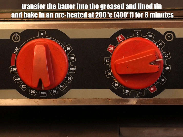 Step 8 – <p><span style="background-color:rgb(255,255,255);color:rgb(0,0,0);">Transfer the <strong>batter</strong> into the greased and lined tin and <strong>bake in an pre-heated …