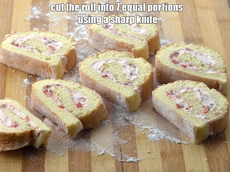 Step 13 – <p><span style="background-color:rgb(255,255,255);color:rgb(0,0,0);">Cut the roll into 7 equal portions using a sharp knife.</span></p>