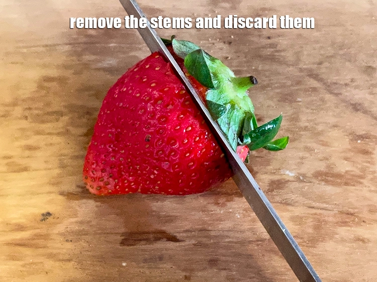 Step 2 – <p>Remove the stems and discard them. When <a href="https://www.tarladalal.com/glossary-strawberry-strawberries-436i">strawberries</a> are not in season and you …