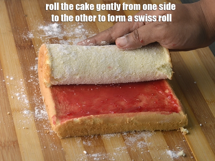 Step 9 – <p><span style="background-color:rgb(255,255,255);color:rgb(0,0,0);">Roll the <strong>cake</strong> gently from one side to the other to form a swiss …