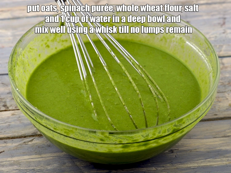 Step 2 – <p><span style="color:rgb(13,13,13);">To make <strong>Oatmeal and Spinach Crêpes with Ratatouille Stuffing</strong>, put in a deep bowl …