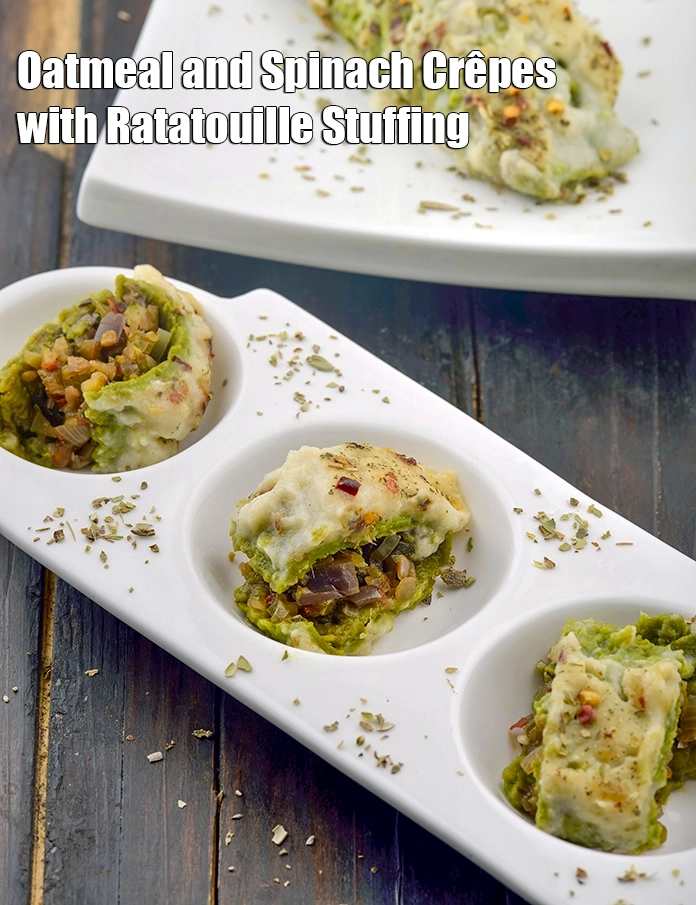 Step 17 – <p><span style="color:rgb(13,13,13);">Serve <strong>Oatmeal and Spinach Crêpes with Ratatouille Stuffing</strong> immediately.</span></p>