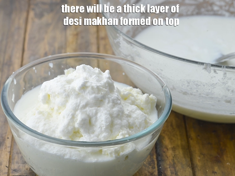 Step 13 – <p>There will be a thick layer of <strong>desi makhan</strong> formed on top.</p>