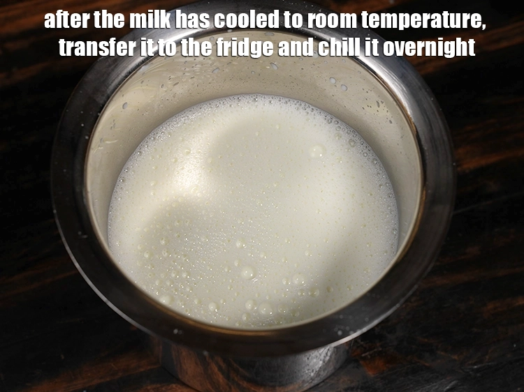 Step 5 – <p>After the milk has cooled to room temperature, transfer it to the fridge and chill …