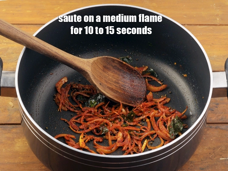 Step 14 – <p>Saute on a medium flame for 10 to 15 seconds.&nbsp;</p>