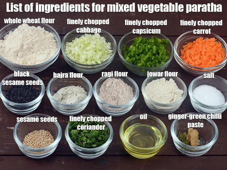 Step 2 – <p><strong>What is mixed vegetable paratha made of ? mixed vegetable paratha</strong>.&nbsp;<i><u>See below image of List …